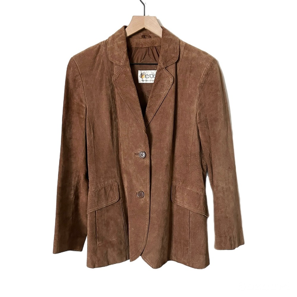 Vintage Le Soleil Genuine Suede Brown Jacket 70s 80s Western Boho Size Small